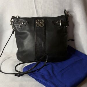 Vintage Coach Black Leather Crossbody Bag EUC